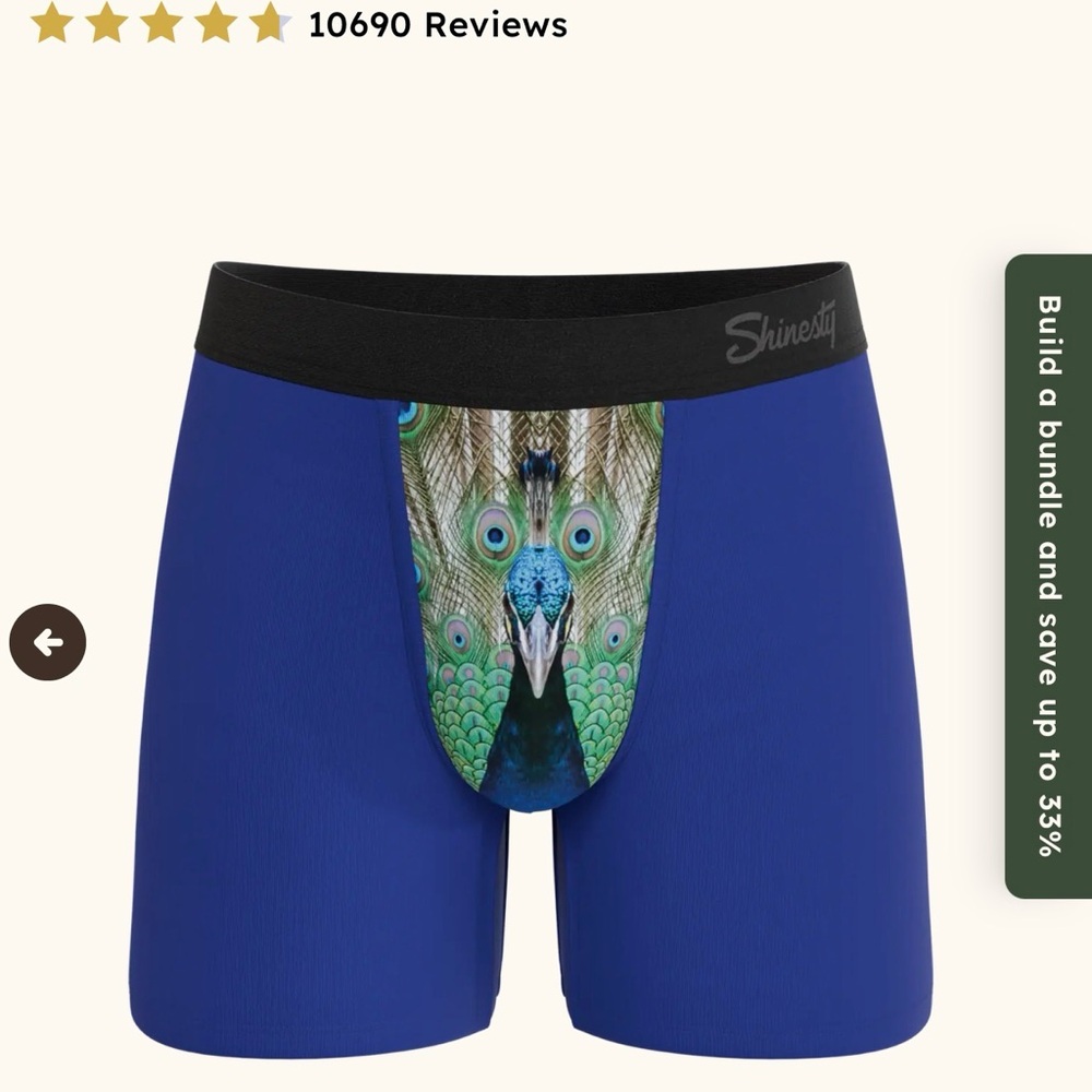 Shinesty Blue Boxer Briefs with Peacock Design
